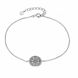 LOISIR ΒΡΑΧΙΟΛΙ LACE ΜΕΤΑΛΛΙΚΟ ΑΣΗΜΙ ΔΙΑΤΡΗΤΟ ΣΤΡΟΓΓΥΛΟ ΜΕ ΛΕΥΚΑ ΖΙΡΓΚΟΝ 02L15-00797